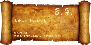 Bakai Henrik névjegykártya